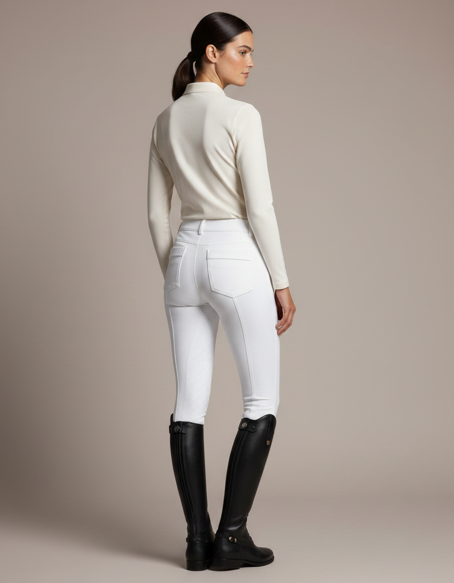 Pantalon Équitation Blanc Silicone Adulte Élégant Confortable - Polyester - vue 2