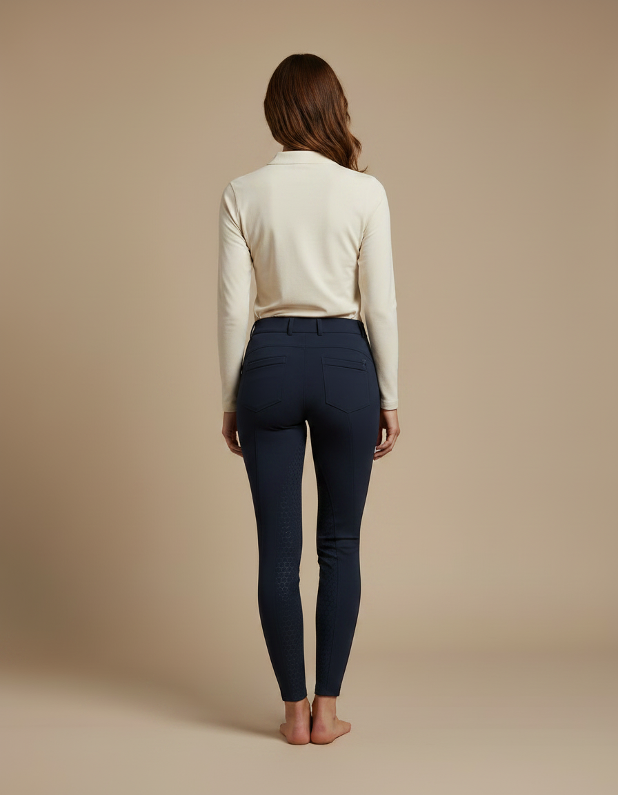 Pantalon Équitation Marine Silicone Ajusté Femme Élégant - Polyester - vue 2