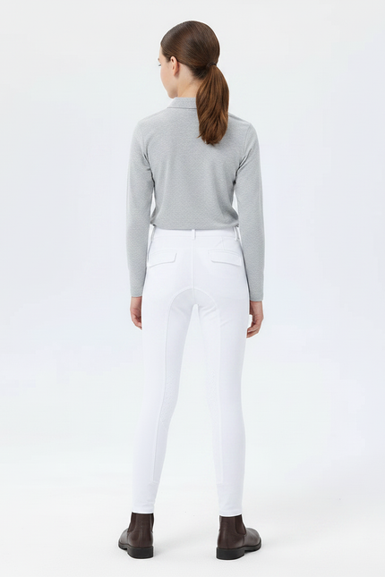 Pantalon Équitation Blanc Enfant Silicone Ajusté Confortable - Polyester - vue 2