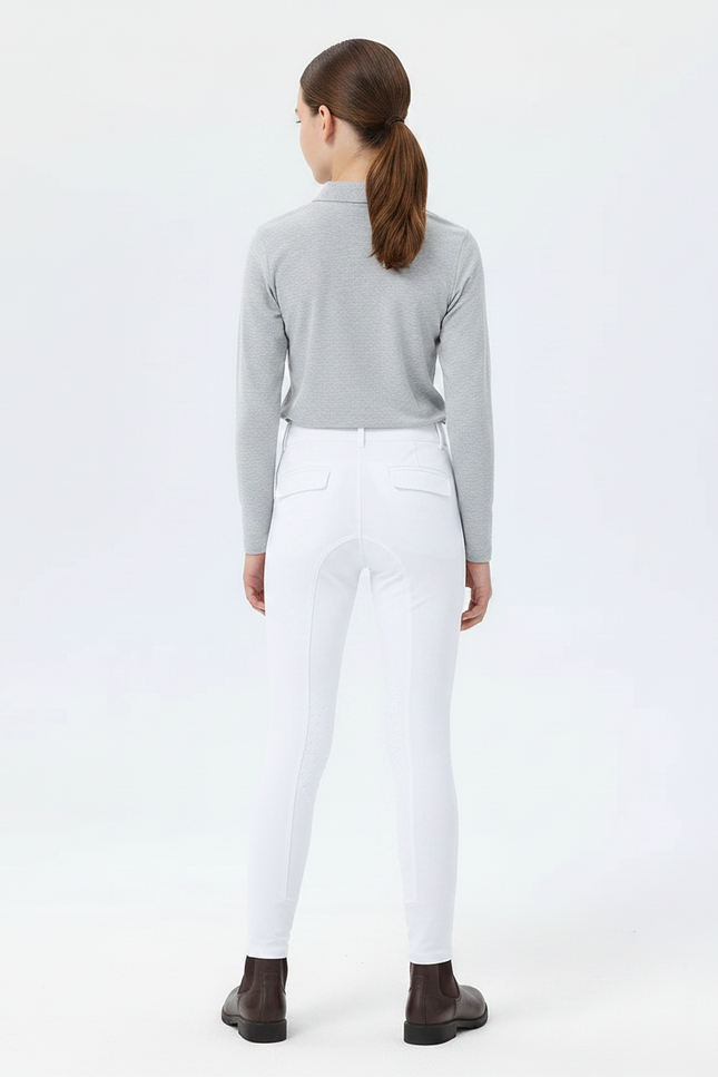 Pantalon Équitation Blanc Enfant Silicone Ajusté Confortable - Polyester - vue 2