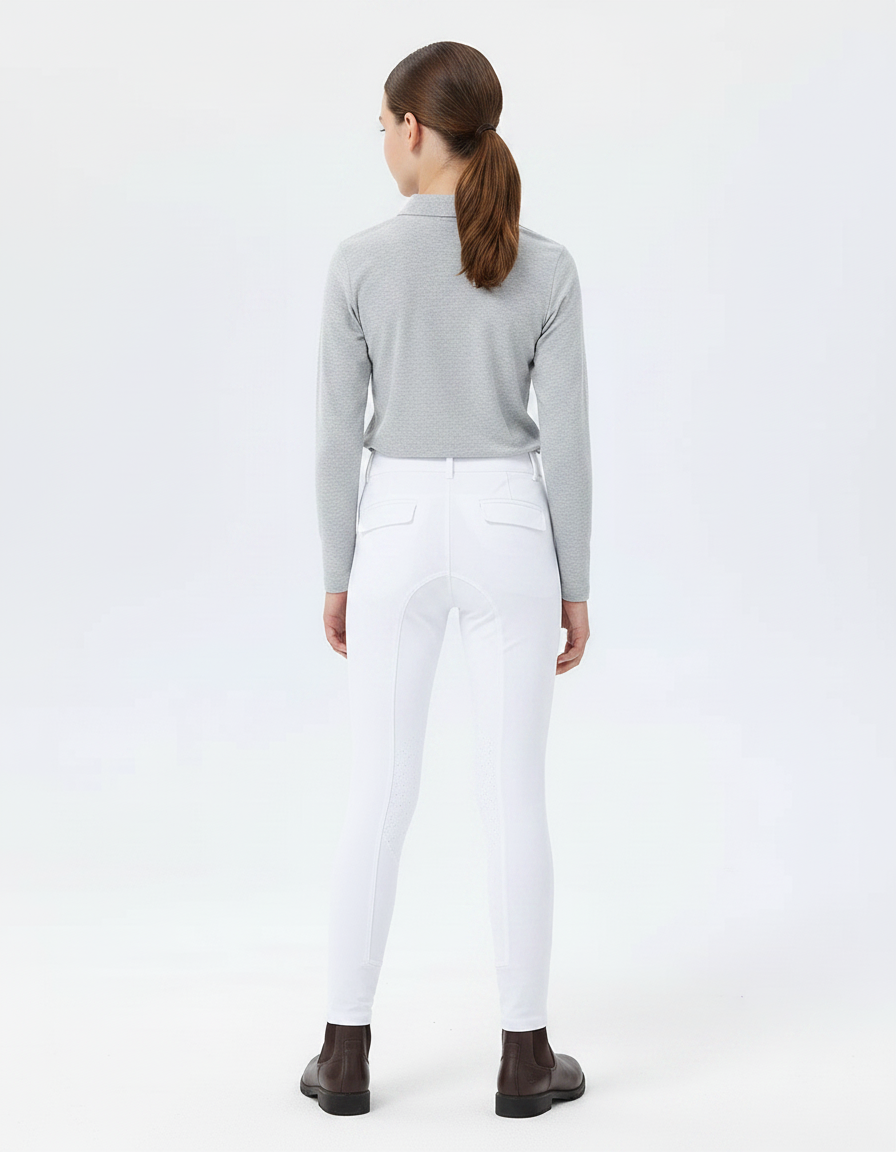 Pantalon Équitation Blanc Enfant Silicone Ajusté Confortable - Polyester - vue 2