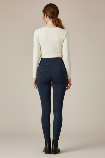 Pantalon Équitation Marine Femme Adulte Silicone Grip - Polyester - vue 2