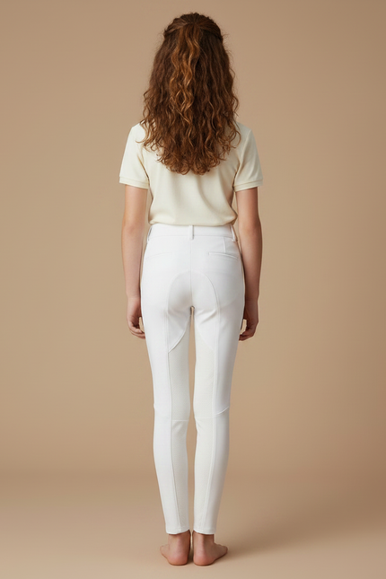 Pantalon Équitation Blanc Enfant Silicone Stretch Confortable - Polyester - vue 2