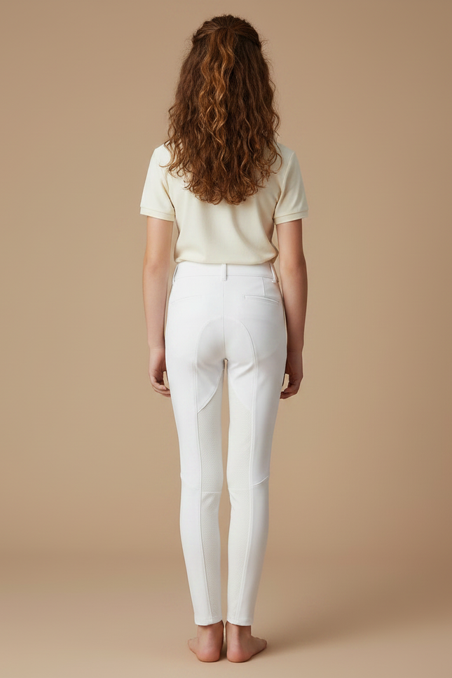 Pantalon Équitation Blanc Enfant Silicone Stretch Confortable - Polyester - vue 2