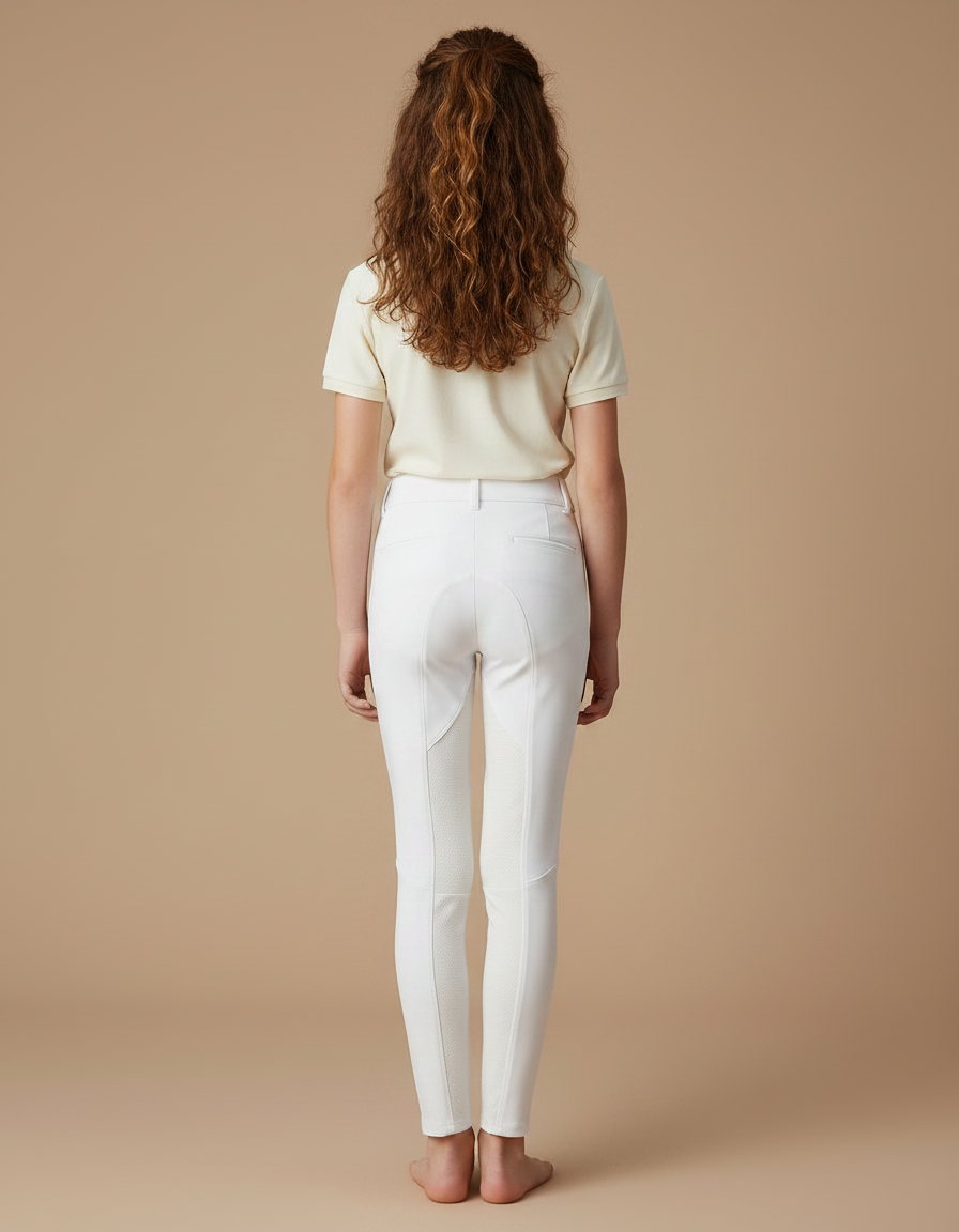 Pantalon Équitation Blanc Enfant Silicone Stretch Confortable - Polyester - vue 2