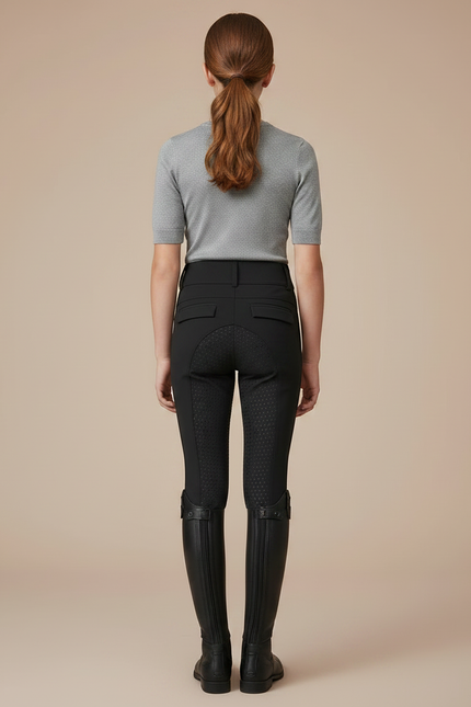 Pantalon Équitation Noir Enfant Silicone Full-Seat Élégant - Polyester - vue 2