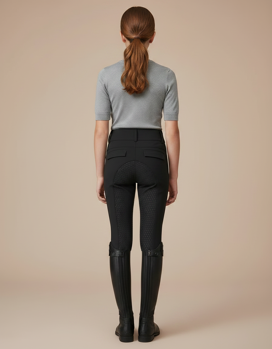 Pantalon Équitation Noir Enfant Silicone Full-Seat Élégant - Polyester - vue 2