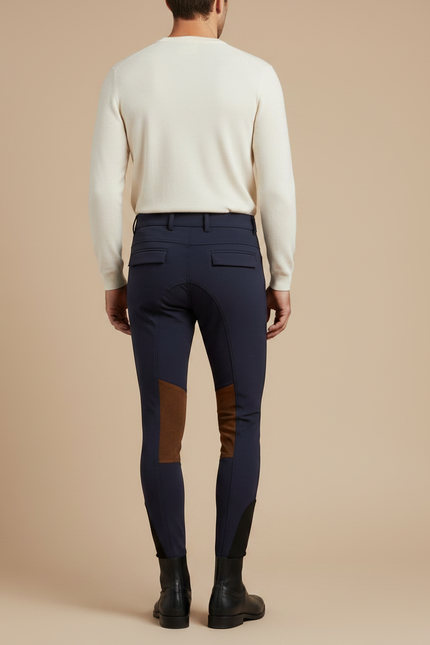 Pantalon Équitation Marine Adhérent Daim Homme Respirant - Polyester - vue 2