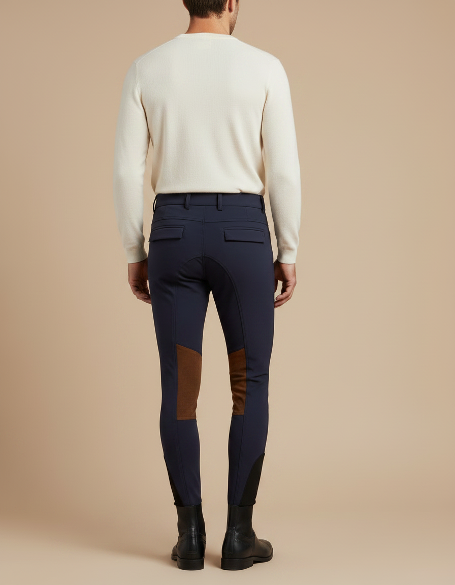 Pantalon Équitation Marine Adhérent Daim Homme Respirant - Polyester - vue 2