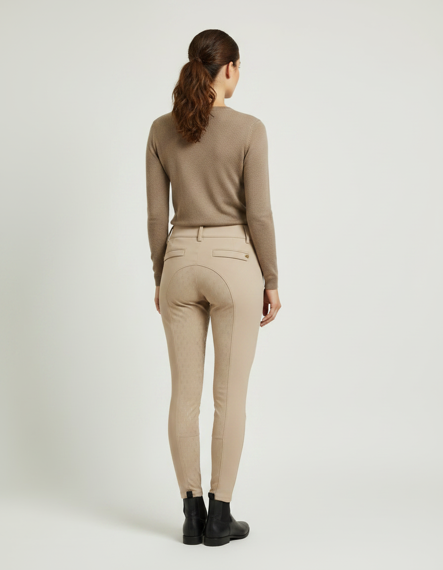 Pantalon Équitation Beige Femme Adulte Silicone Ajusté - Polyester - vue 2