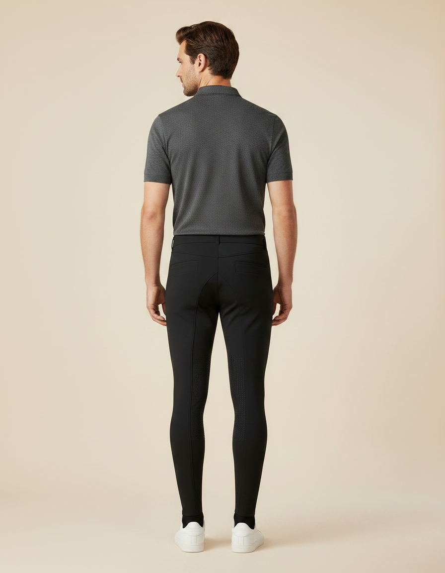 Pantalon Équitation Noir Silicone Ajusté Homme Élastique - Polyester - vue 2