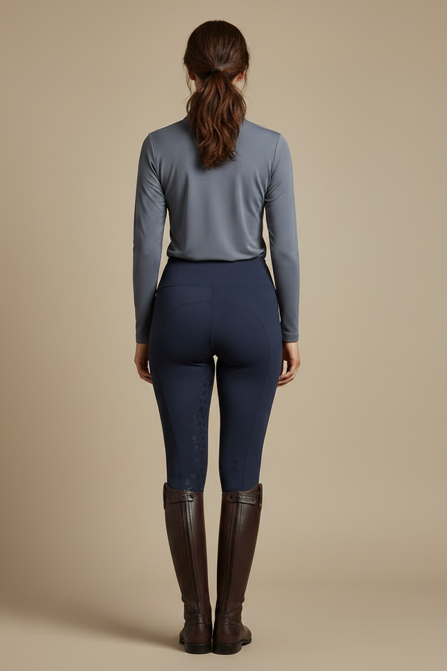 Pantalon Équitation Marine Silicone Ajusté Confortable Femme - Polyester - vue 2