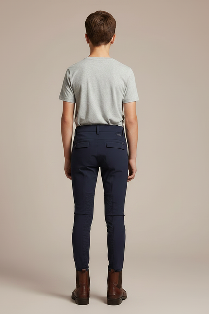 Pantalon Équitation Marine Enfant Silicone Ajusté Confortable - Maille - vue 2