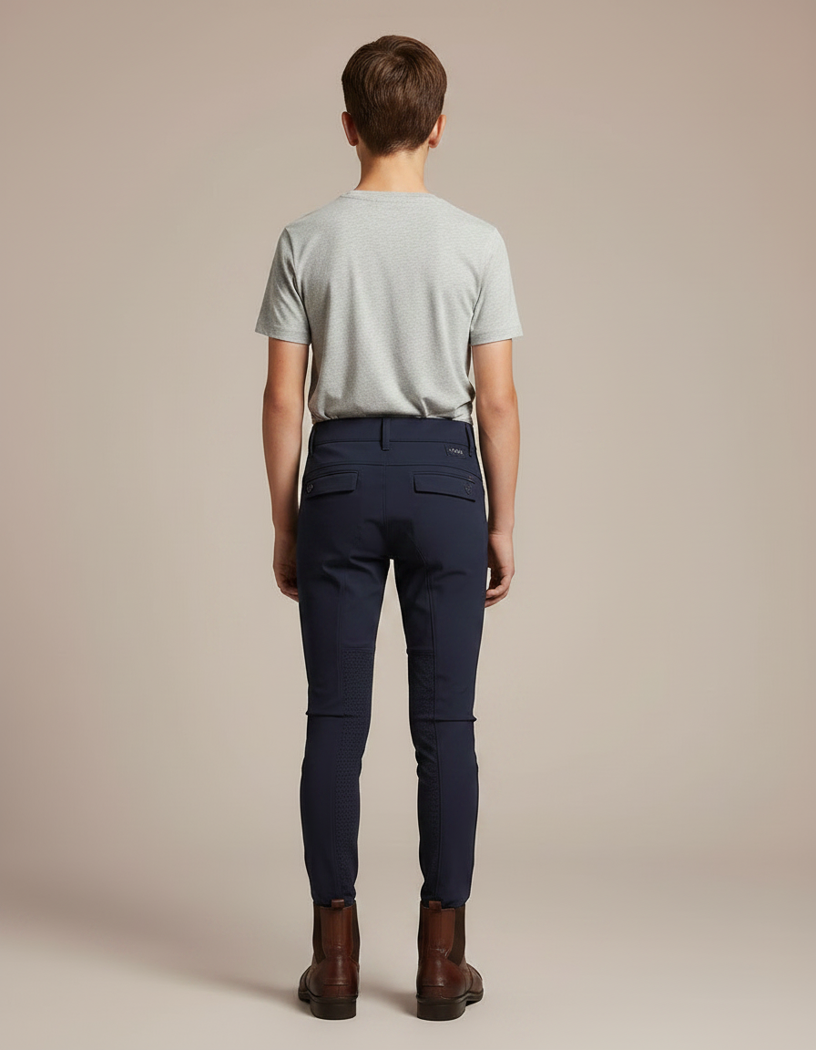 Pantalon Équitation Marine Enfant Silicone Ajusté Confortable - Maille - vue 2