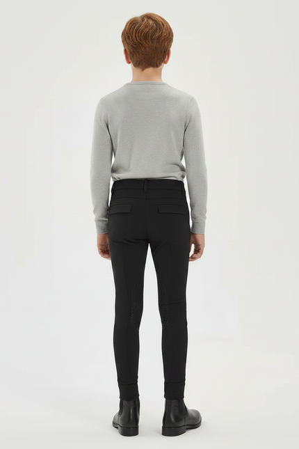 Pantalon Équitation Noir Enfant Silicone Ajusté Respirant - Polyester - vue 2