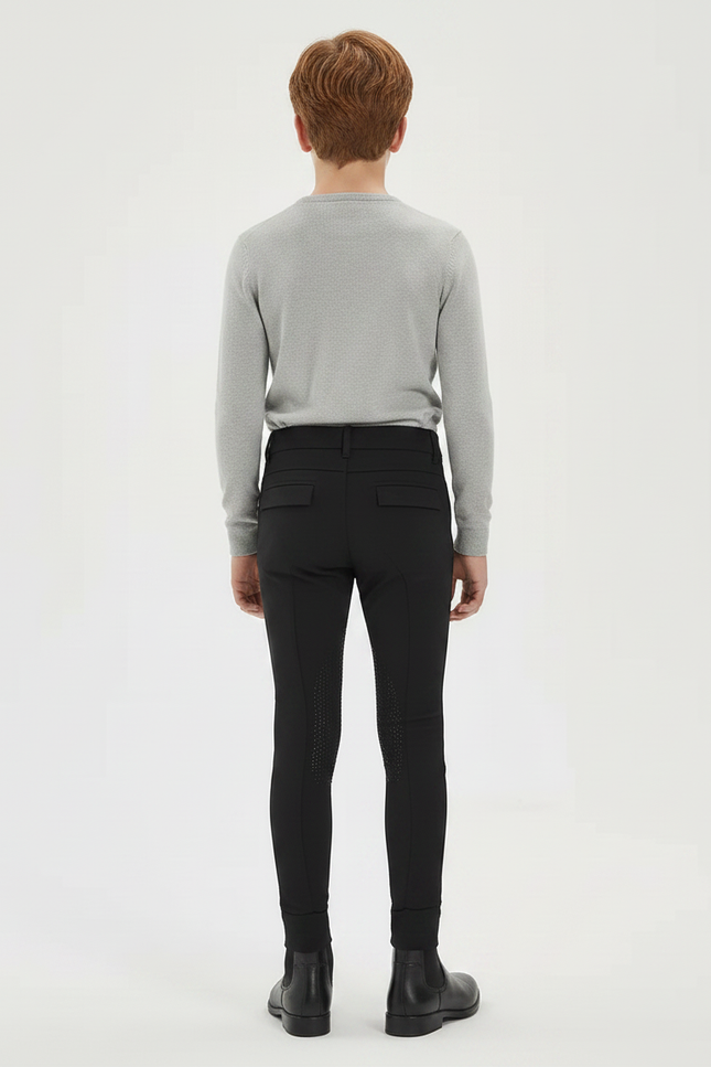 Pantalon Équitation Noir Enfant Silicone Ajusté Respirant - Polyester - vue 2