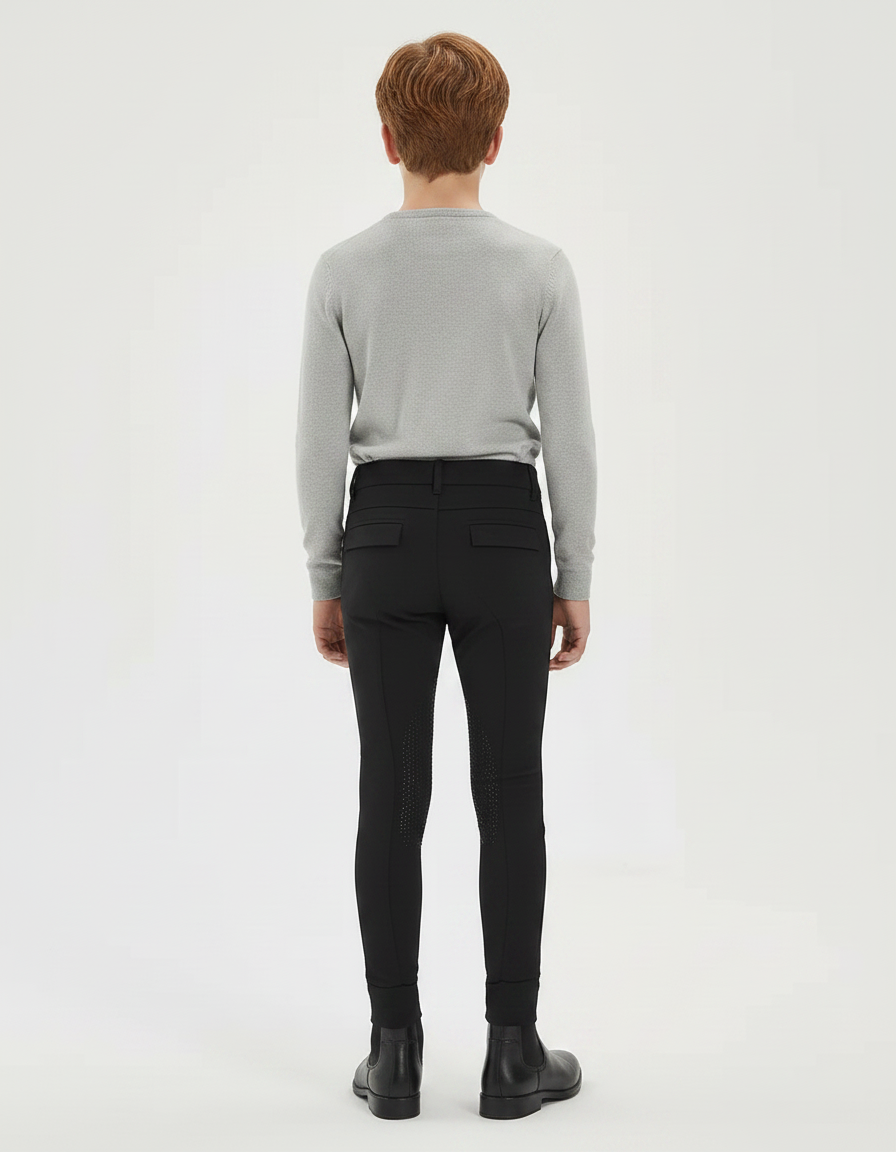 Pantalon Équitation Noir Enfant Silicone Ajusté Respirant - Polyester - vue 2