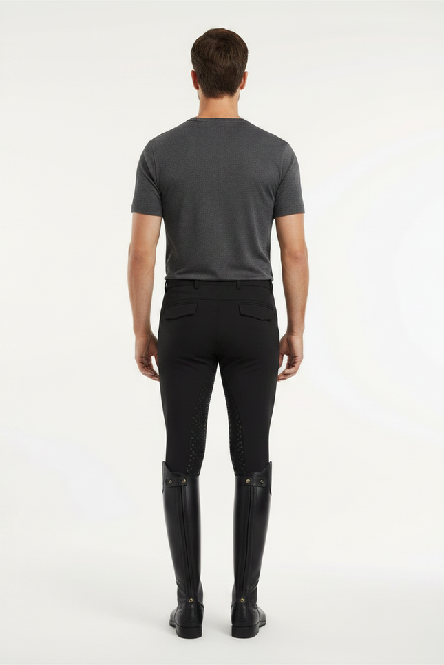 Pantalon Équitation Noir Silicone Homme Ajusté Stretch - Polyester - vue 2