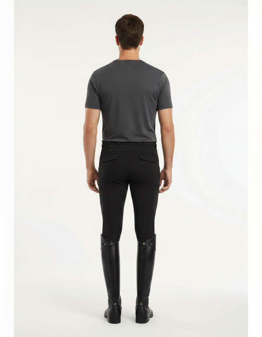 Pantalon Équitation Noir Silicone Homme Ajusté Stretch - Polyester - vue 2