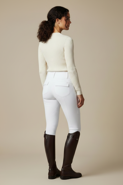 Pantalon Équitation Blanc Silicone Femme Ajusté Confortable - Polyester - vue 2