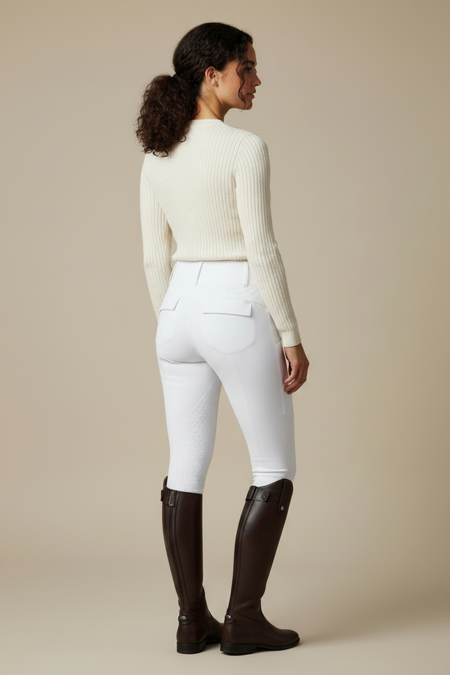 Pantalon Équitation Blanc Silicone Femme Ajusté Confortable - Polyester - vue 2