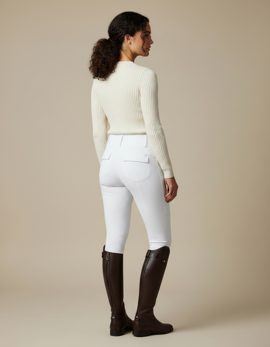 Pantalon Équitation Blanc Silicone Femme Ajusté Confortable - Polyester - vue 2