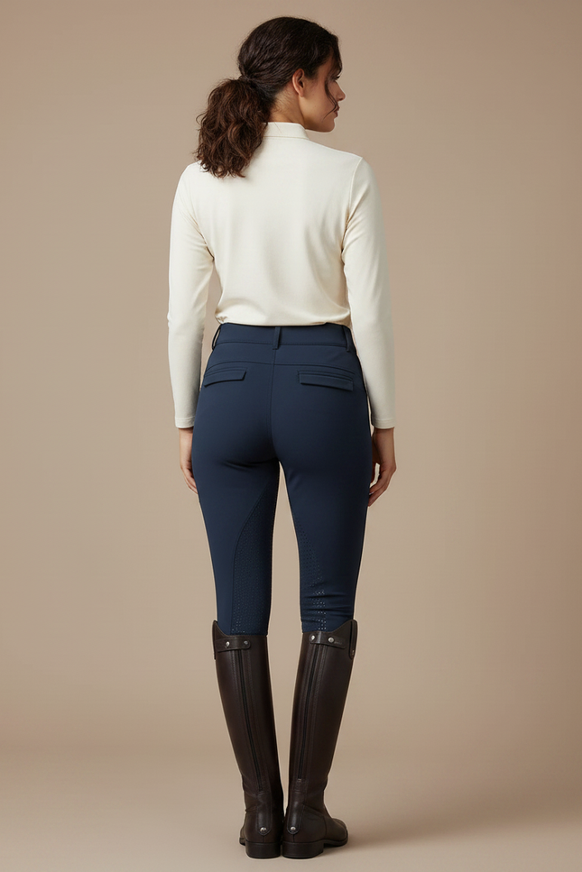 Pantalon Équitation Bleu Marine Femme Adulte Silicone Grip Ajusté - Polyester - vue 2