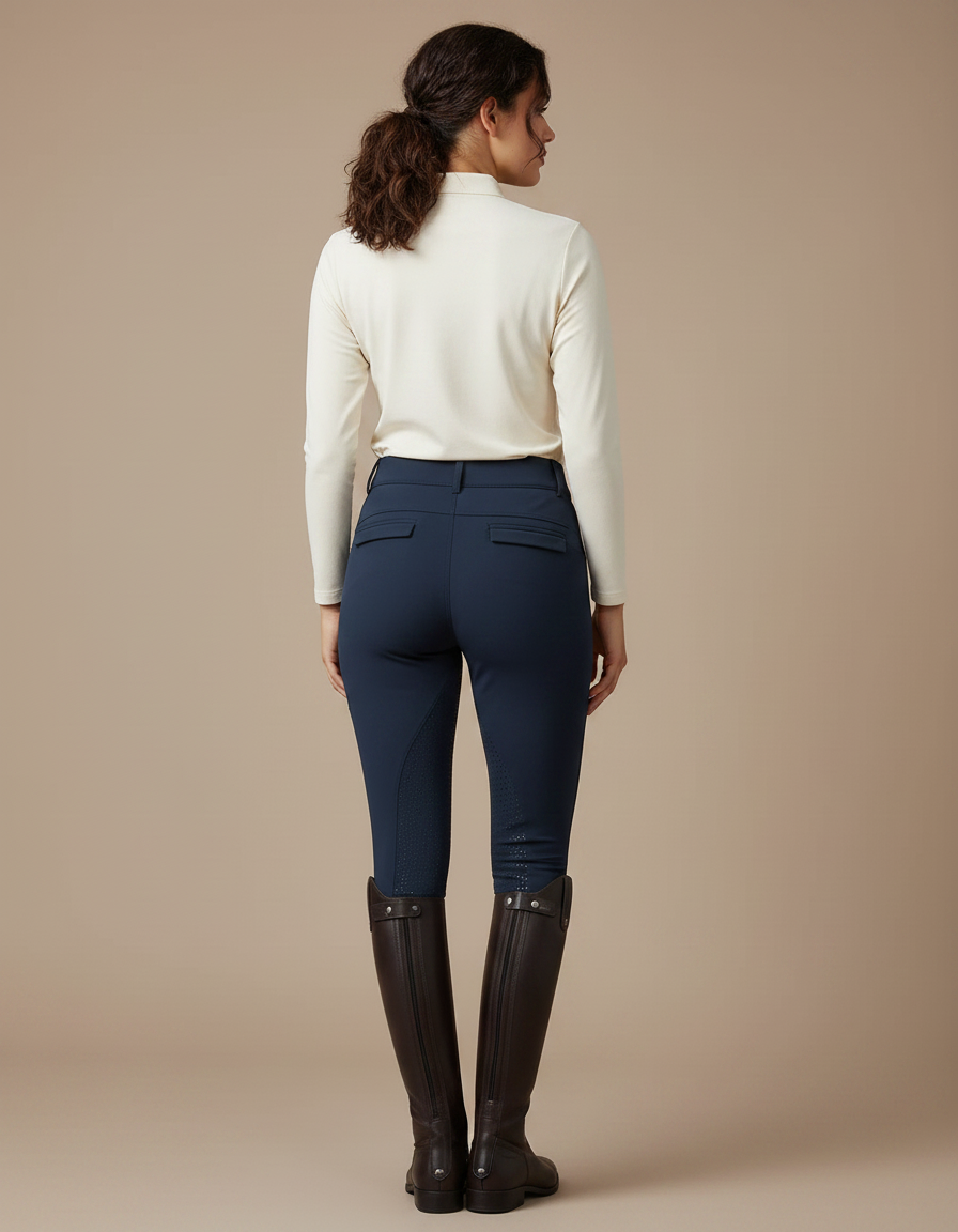 Pantalon Équitation Bleu Marine Femme Adulte Silicone Grip Ajusté - Polyester - vue 2