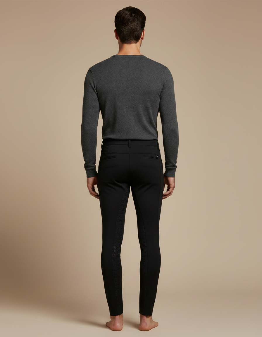 Pantalon Équitation Noir Silicone Homme Stretch Adhérent Sport - Polyester - vue 2