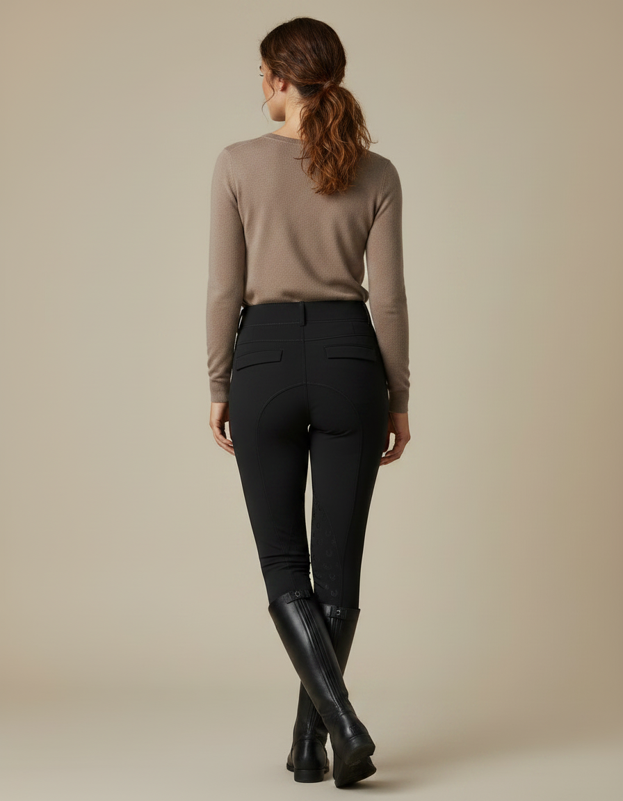 Pantalon Équitation Noir Femme Slim Confortable Élastique - Polyester - vue 2