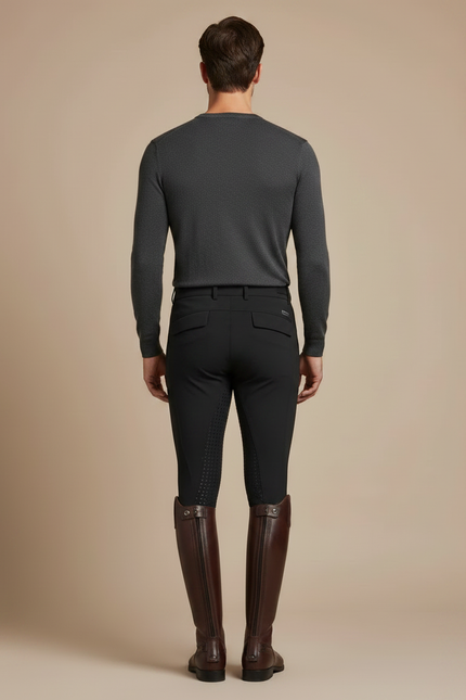 Pantalon Équitation Noir Silicone Homme Ajusté Classique - Polyester - vue 2