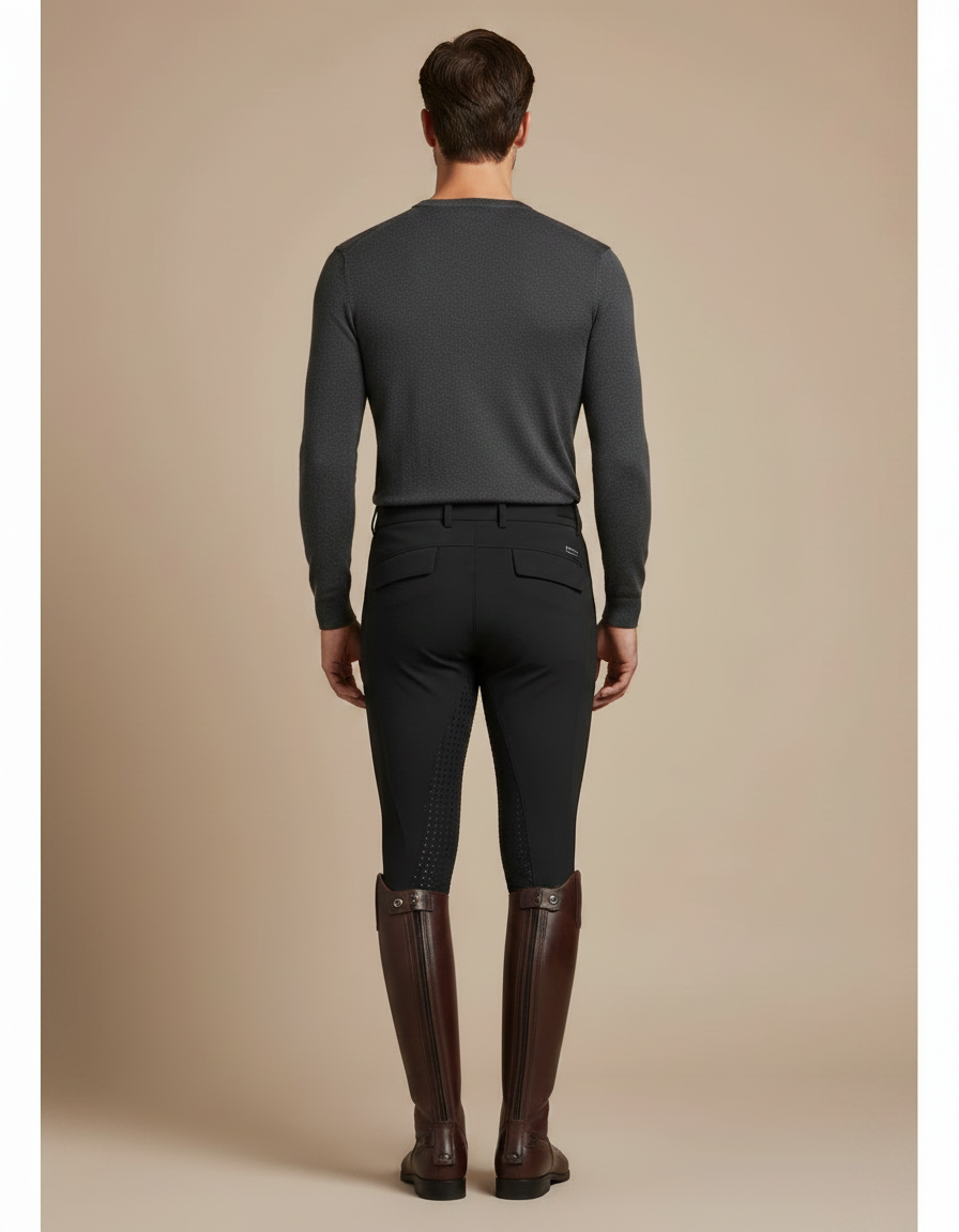 Pantalon Équitation Noir Silicone Homme Ajusté Classique - Polyester - vue 2