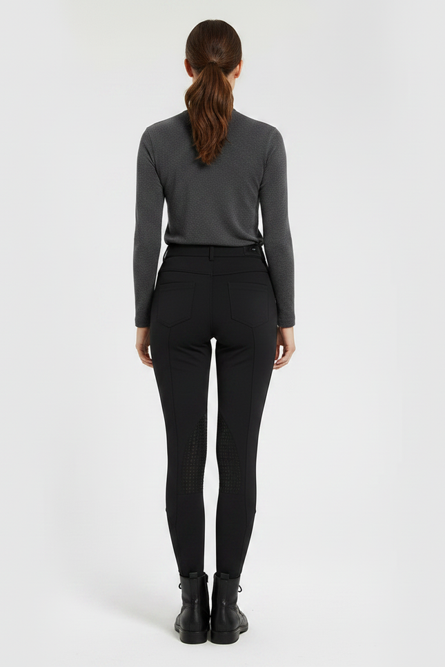 Pantalon Équitation Noir Silicone Ajusté Doux Femme - Polyester - vue 2