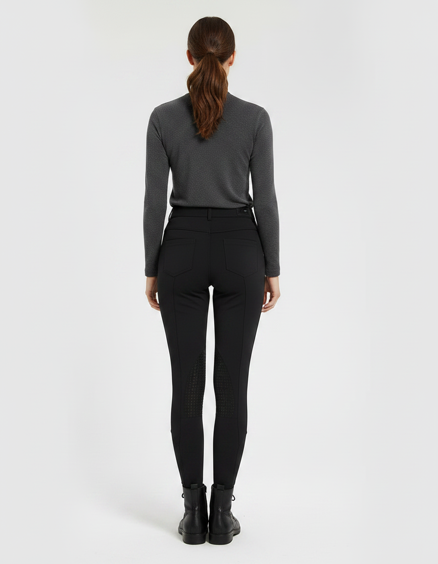 Pantalon Équitation Noir Silicone Ajusté Doux Femme - Polyester - vue 2