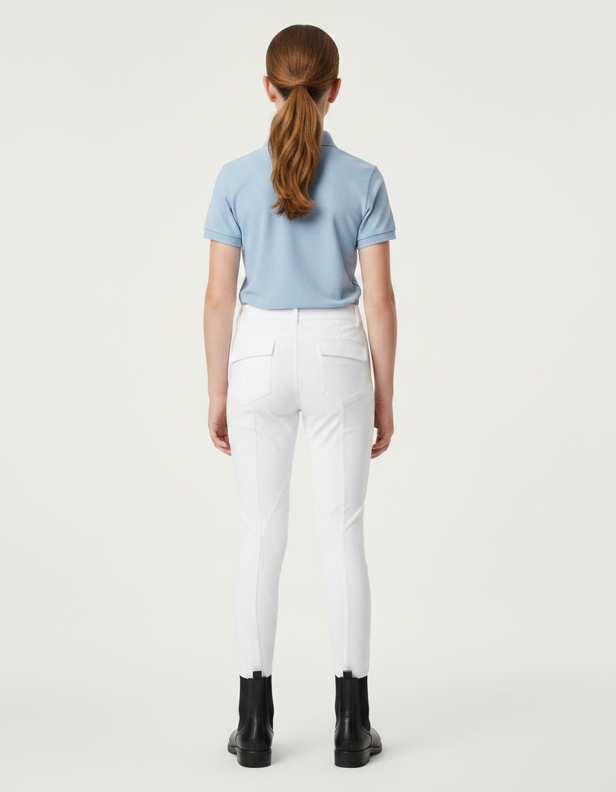 Pantalon Équitation Blanc Enfant Silicone Adhérent Ajusté - Polyester - vue 2