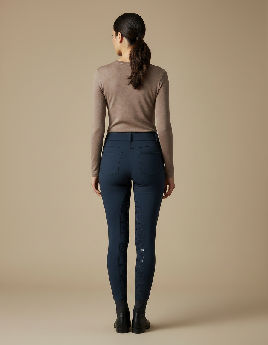 Pantalon Équitation Marine Silicone Élégant Taille Boutons - Polyester - vue 2