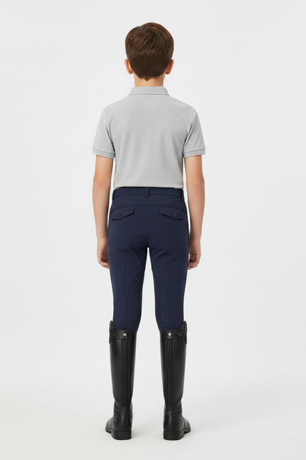 Pantalon Équitation Marine Silicone Enfant Ajusté - Polyester - vue 2
