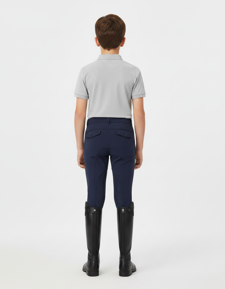 Pantalon Équitation Marine Silicone Enfant Ajusté - Polyester - vue 2