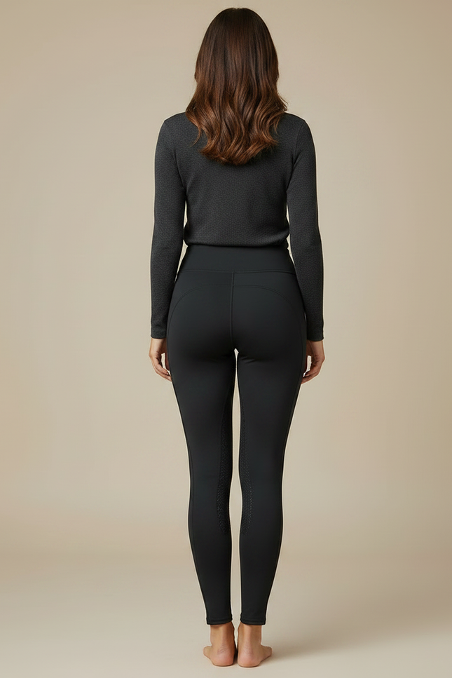 Pantalon Équitation Noir Silicone Poches Latérales Femme - Polyester - vue 2