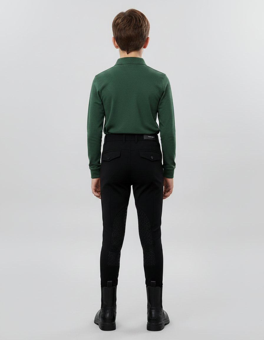 Pantalon Équitation Noir Garçon Silicone Ajusté Confortable - Polyester - vue 2