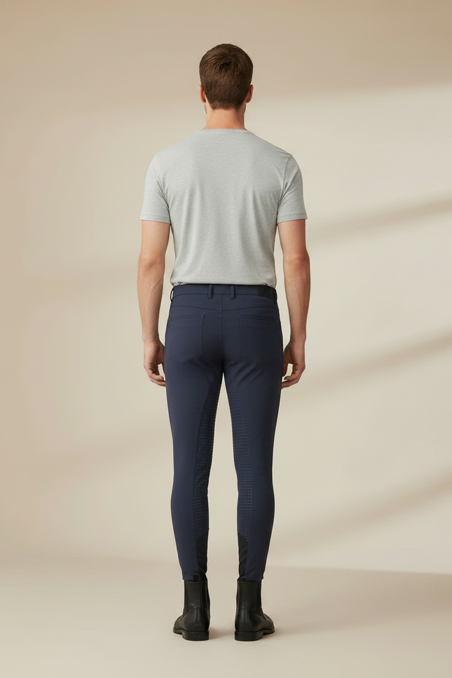 Pantalon Équitation Marine Silicone Homme Ajusté Respirant - Polyester - vue 2