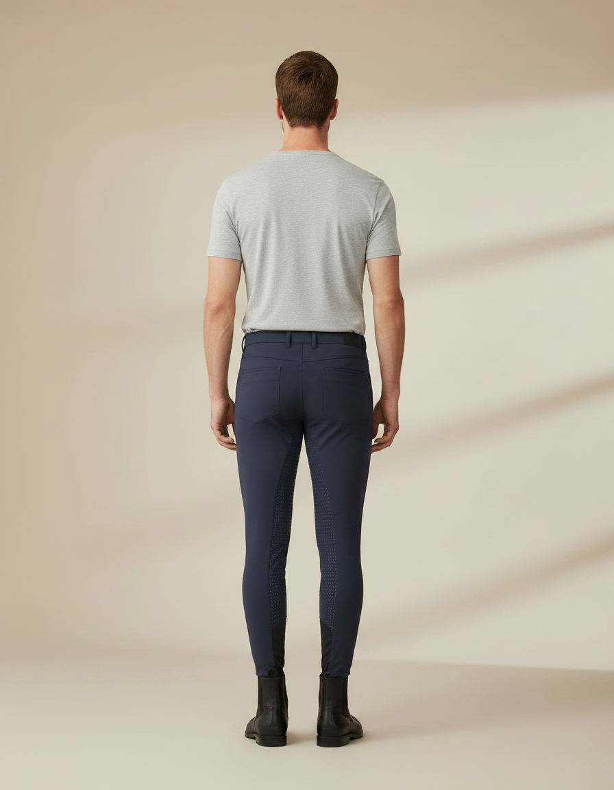 Pantalon Équitation Marine Silicone Homme Ajusté Respirant - Polyester - vue 2