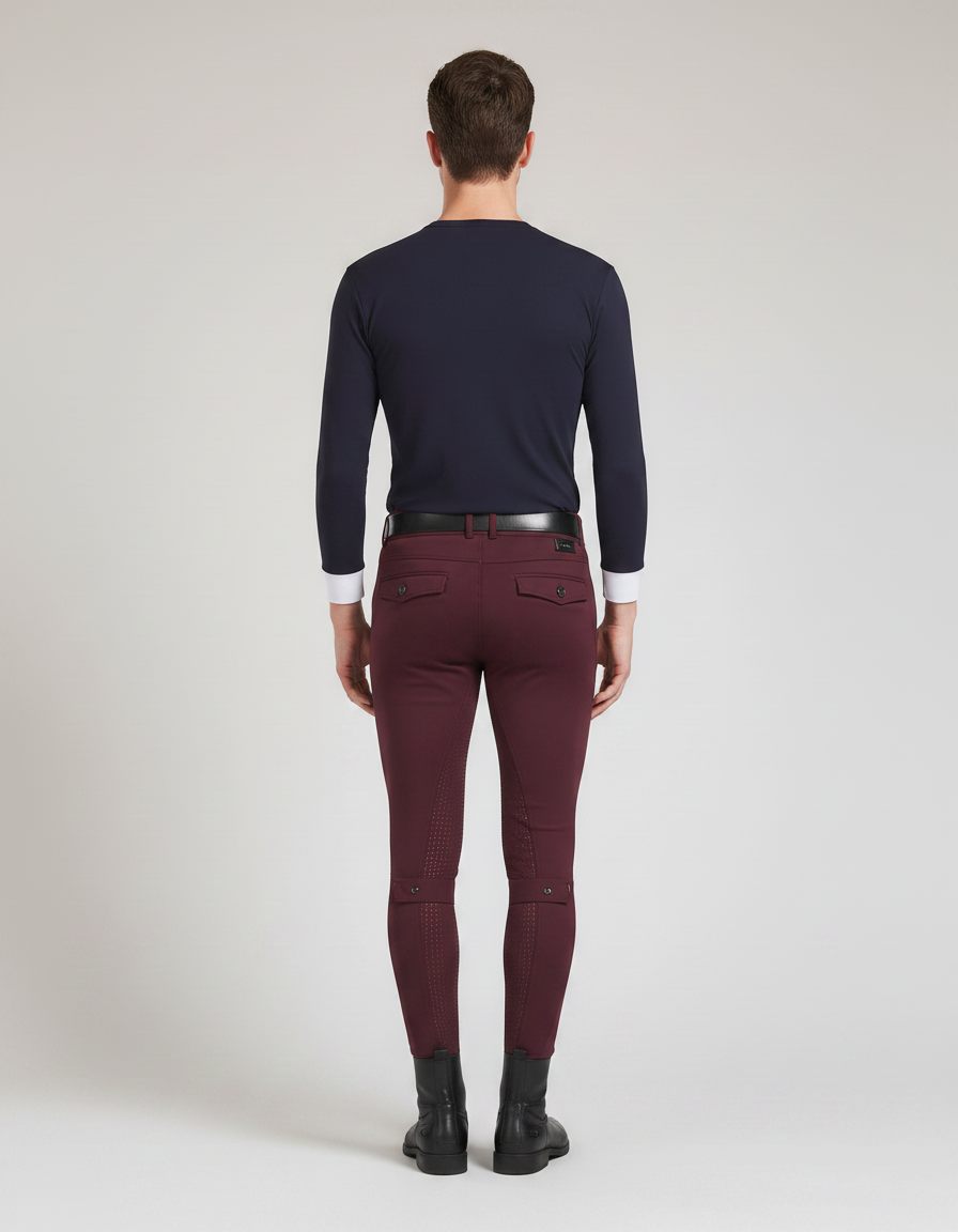 Pantalon Équitation Bordeaux Homme Silicone Ajusté Élégant - Polyester - vue 2