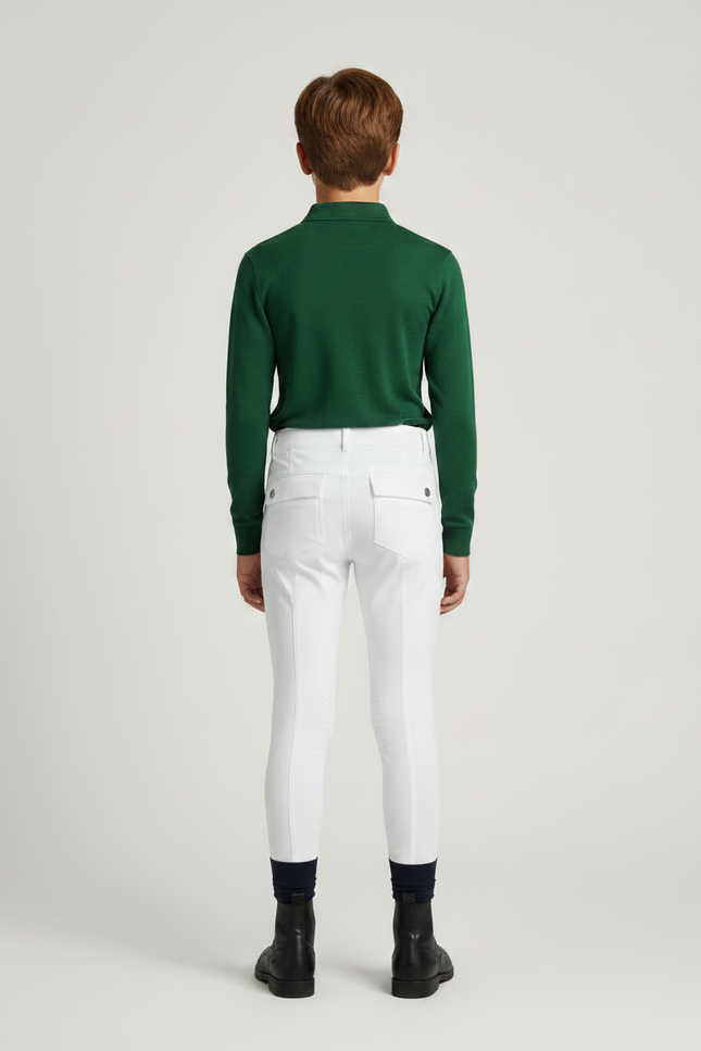 Pantalon Équitation Blanc Silicone Enfant Ajusté Confortable - Polyester - vue 2