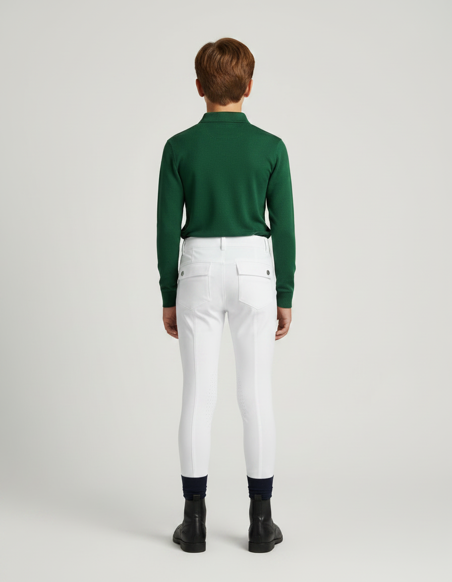 Pantalon Équitation Blanc Silicone Enfant Ajusté Confortable - Polyester - vue 2