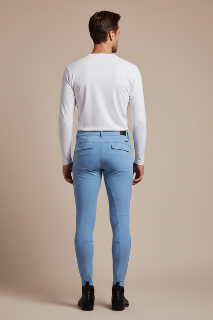 Pantalon Équitation Bleu Ciel Silicone Homme Ajusté Stretch - Polyester - vue 2