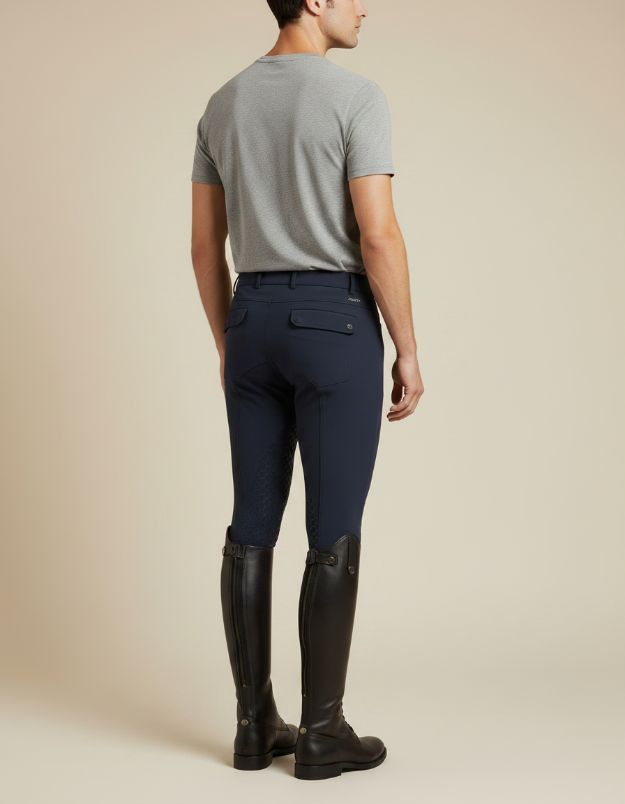Pantalon Équitation Marine Homme Silicone Adhérent Ajusté - Polyester - vue 2