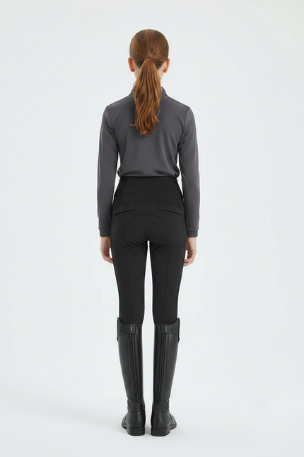 Pantalon Équitation Noir Enfant Silicone Confortable - Polyester - vue 2