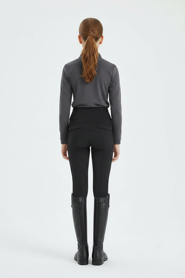 Pantalon Équitation Noir Enfant Silicone Confortable - Polyester - vue 2