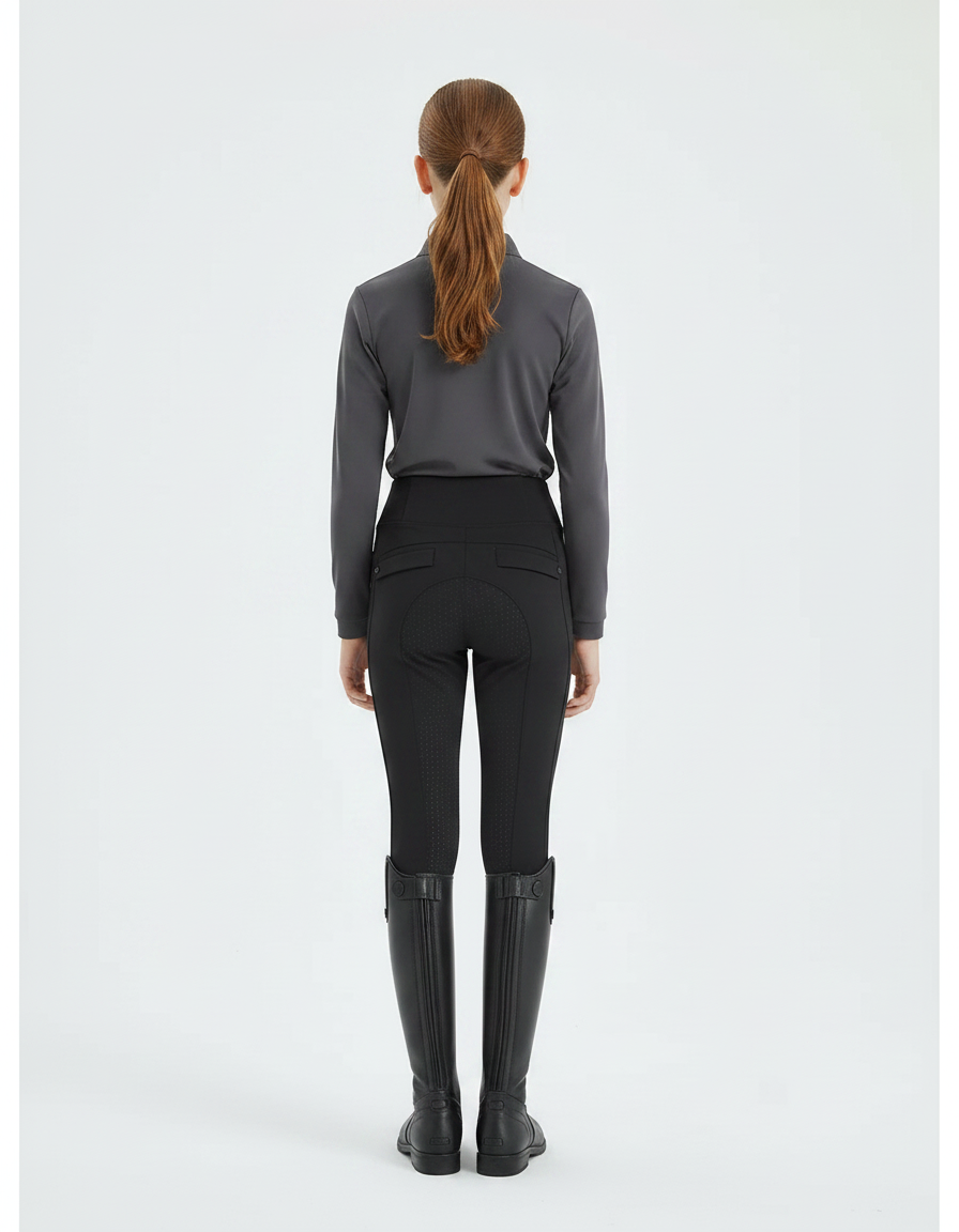 Pantalon Équitation Noir Enfant Silicone Confortable - Polyester - vue 2